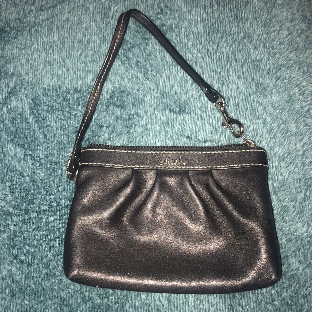 Black Leather Coach Wristlet